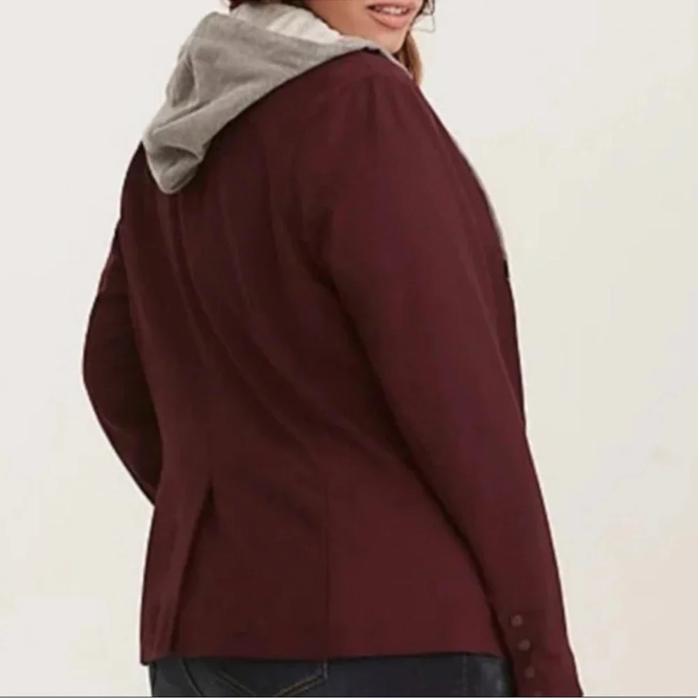 Torrid Burgundy blazer Jacket with‎ Hoodie size 3X